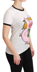 Women's White Year Of The Pig Top Cotton T-Shirt