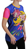 Women's Purple Pig Supergirl Top Cotton T-Shirt Blue