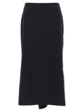 Victoria Beckham Kick Detail Wool Crêpe Skirt — Black