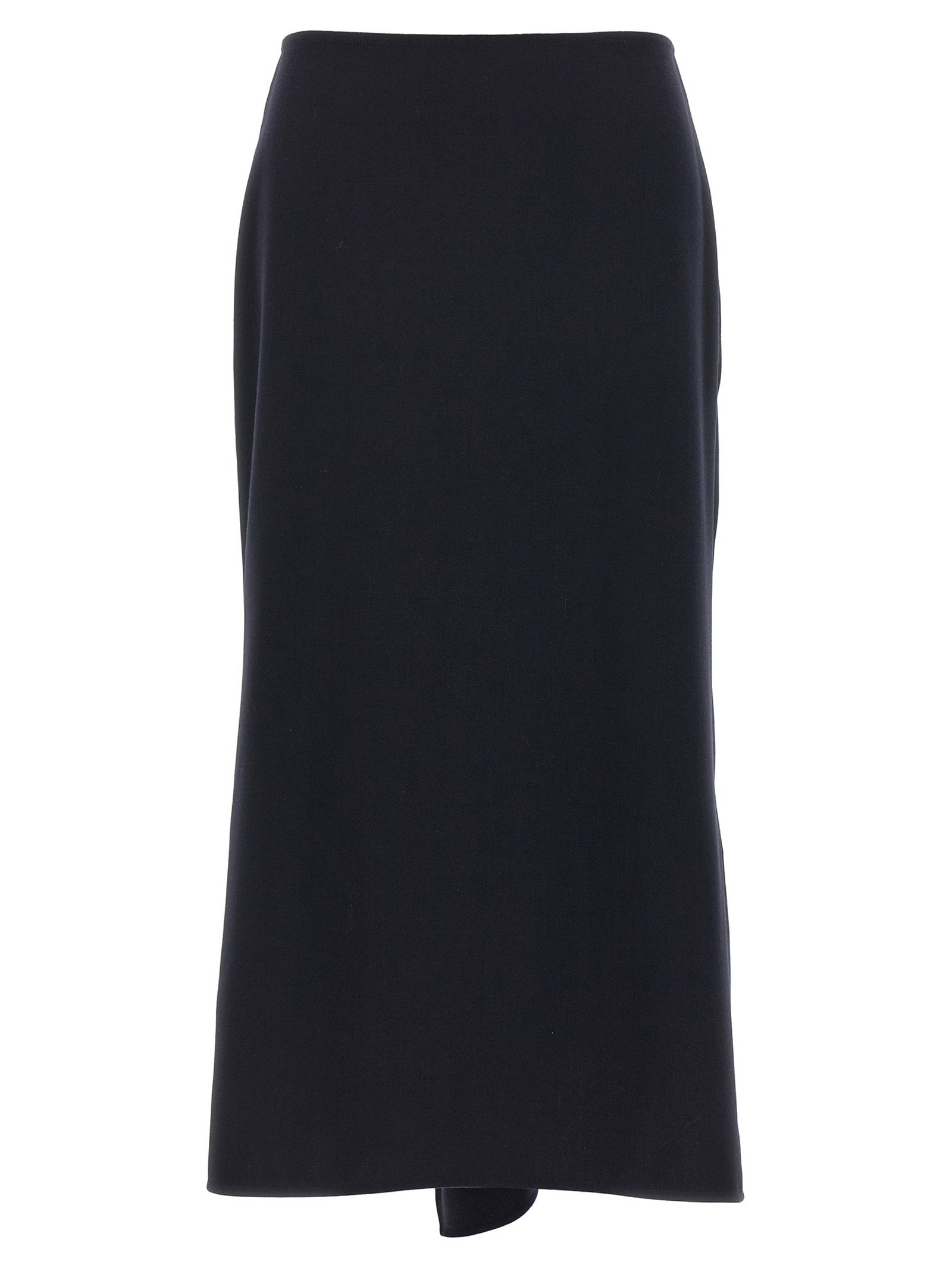 Victoria Beckham Kick Detail Wool Crêpe Skirt — Black
