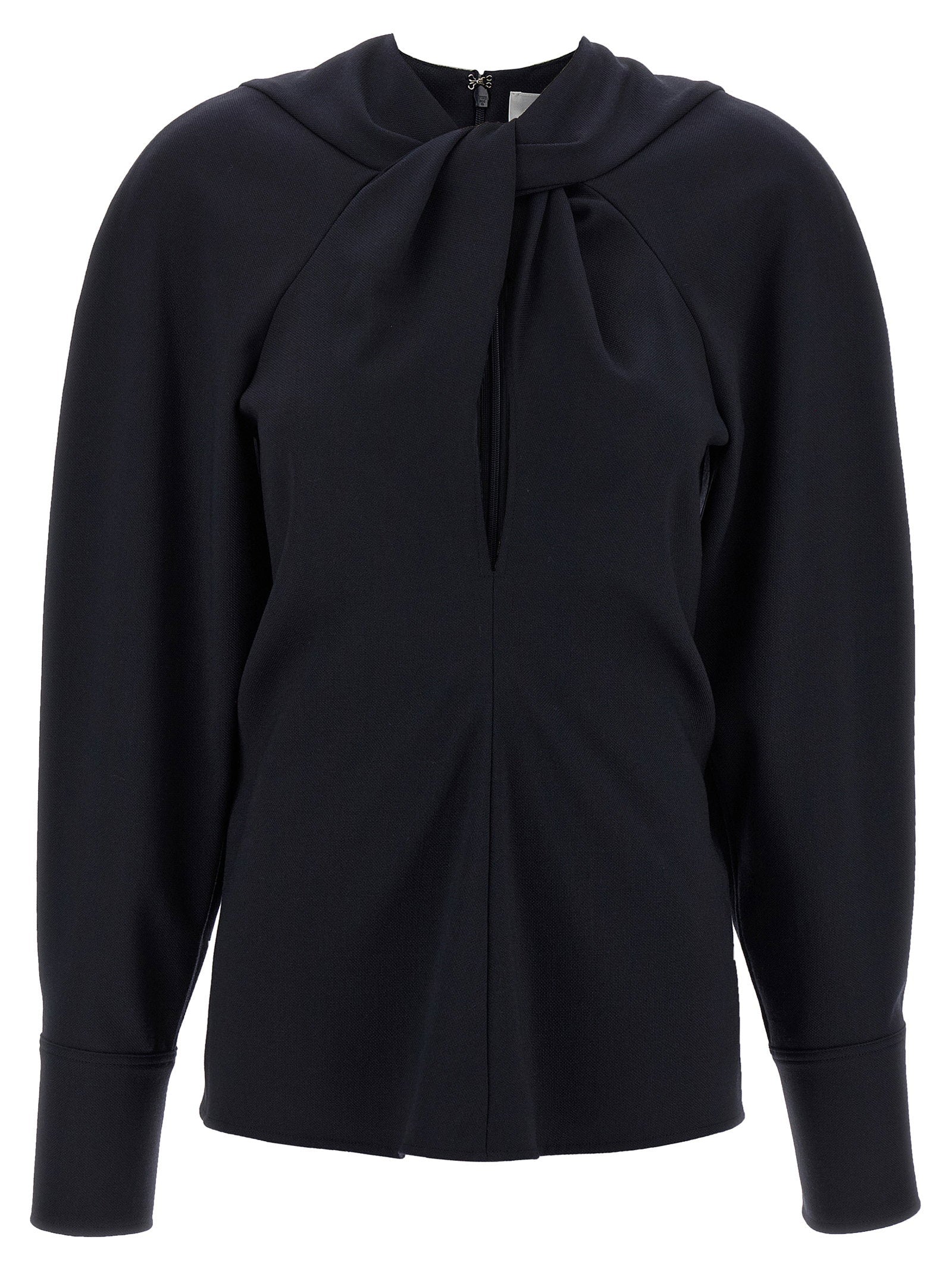Victoria Beckham Twist Detail Blouse — Black