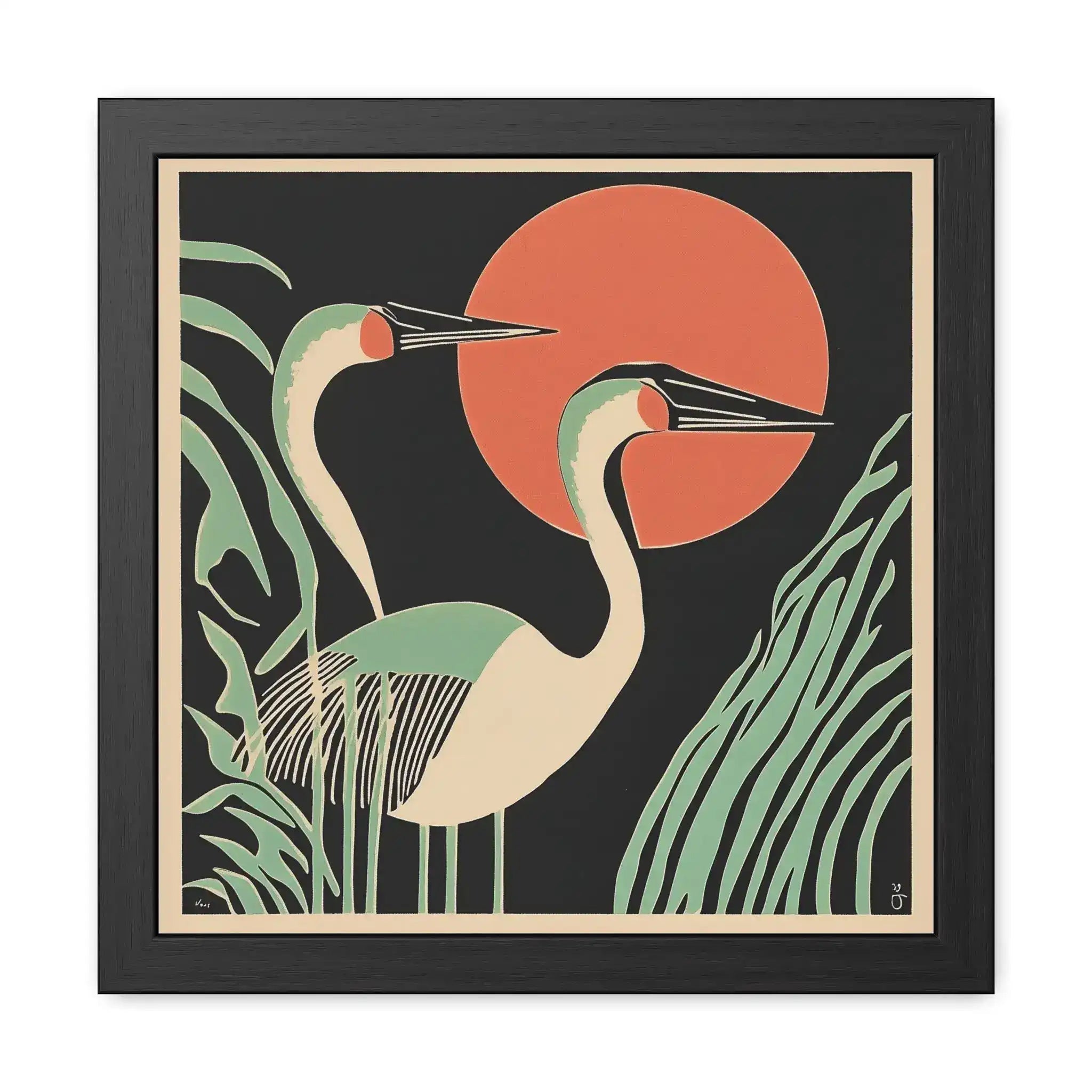 Sunset Cranes - Modern Minimalist Nature Wall Art