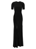 Victoria Beckham Asymmetrical Ruffle Maxi Dress — Black
