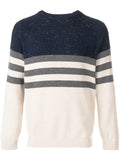 Brunello Cucinelli Striped Cashmere and Virgin Wool Sweater — Navy