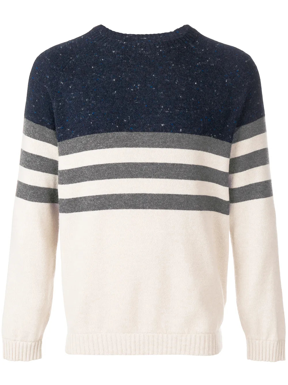 Brunello Cucinelli Striped Cashmere and Virgin Wool Sweater — Navy