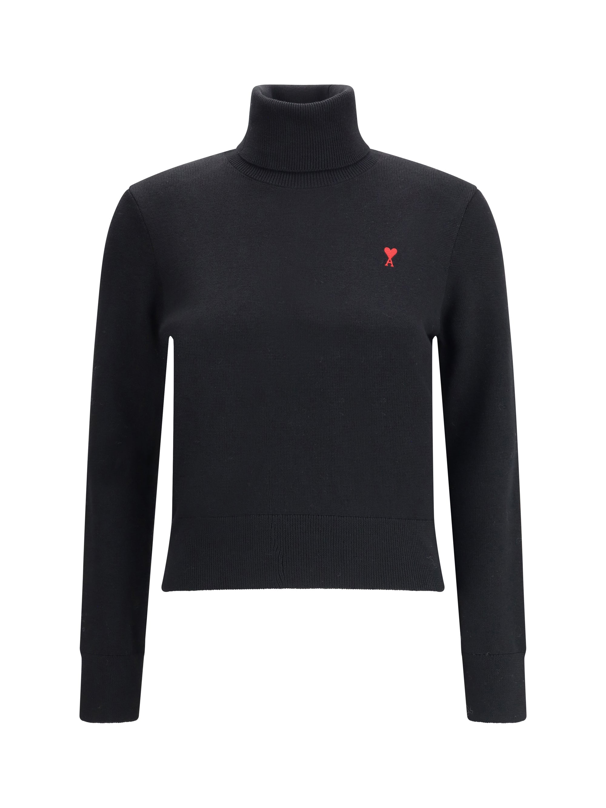 Jersey de cuello alto AMI Paris de lana merino — Negro