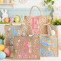 Conejito de Pascua personalizado Bolsa de yute grande con iniciales y nombre Regalo de Pascua para niños