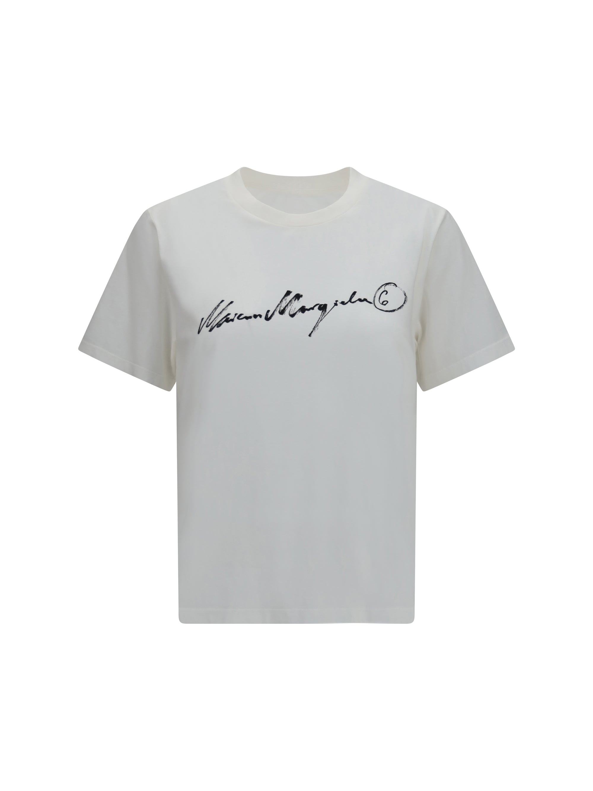 Camiseta con logo estampado a mano MM6 Maison Margiela — Blanca