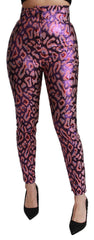 Women's Multicolor Patterned Cropped High Waist Pants Polyester Silk