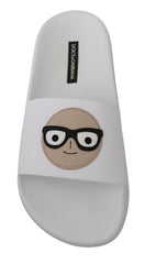 Women's White Leather #dgfamily Slides Shoes Sandals Top