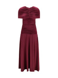 Self-Portrait Ruched Jersey Dress — Burgundy