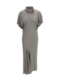 Rick Owens Asymmetric Acetate-Silk Dress — Gray