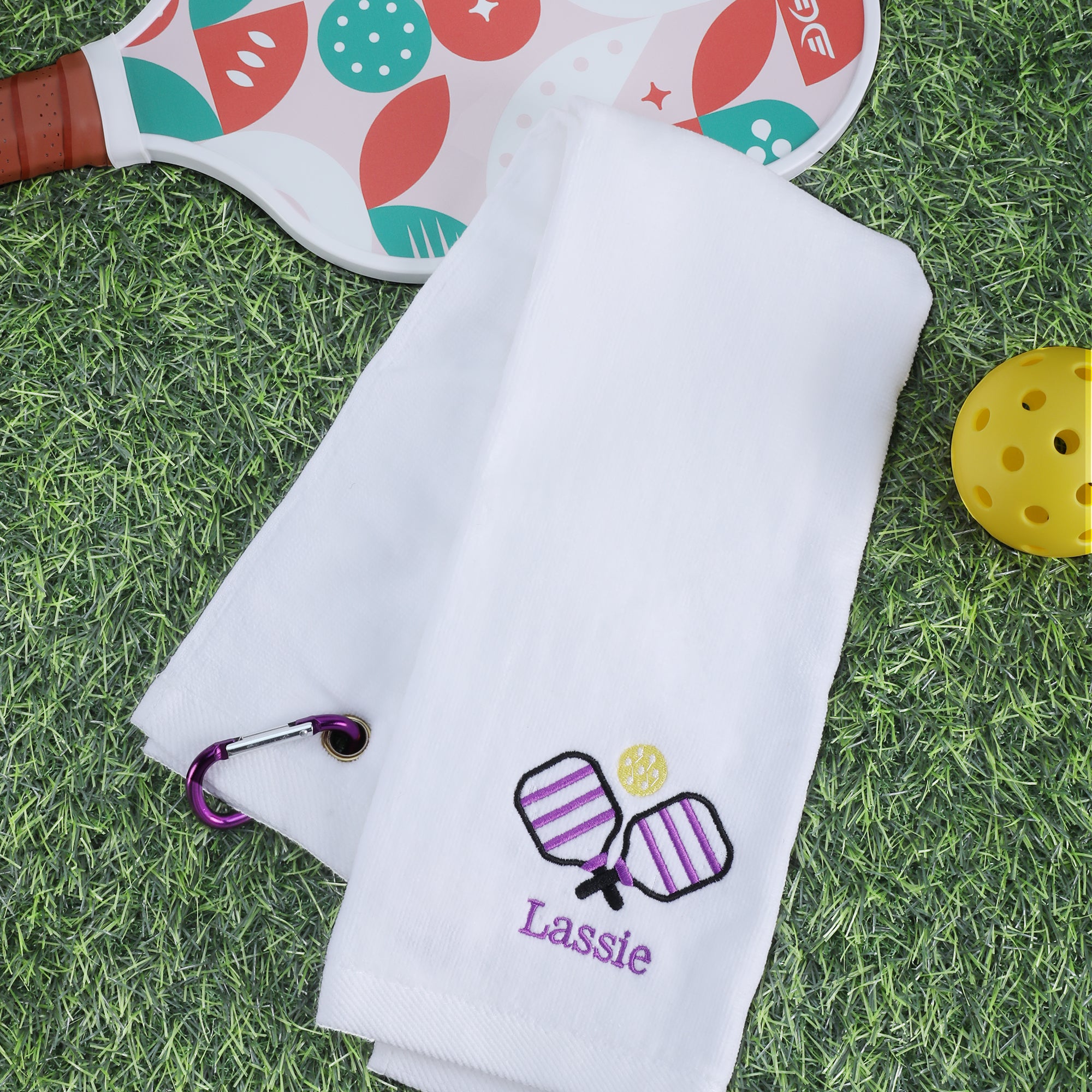 Toalla deportiva personalizada bordada con el nombre del jugador de pickleball 100% algodón con mosquetón Regalo de celebración de equipo para jugador de pickleball