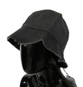 Women's Black Washed Wide Brim Outdoor Bucket Hat Cotton Blend