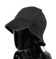 Women's Black Washed Wide Brim Outdoor Bucket Hat Cotton Blend