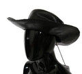 Women's Black Wide Brim Cowboy Solid Hat Straw