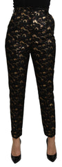 Women's Black Gold Brocade High Waist Pants