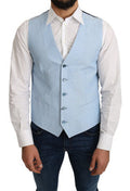 Men's Blue Viscose Stretch Formal Coat Vest Wool Clothing