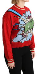 Women's Red Knitted Cashmere Cartoon Top Sweater