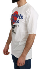 Men's White Leopard Royal Top T-Shirt Cotton