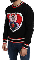 Men's Crew Neck Cashmere Sweater Black Wool