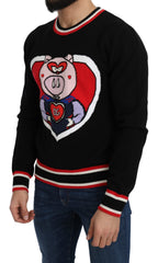 Men's Crew Neck Cashmere Sweater Black Wool