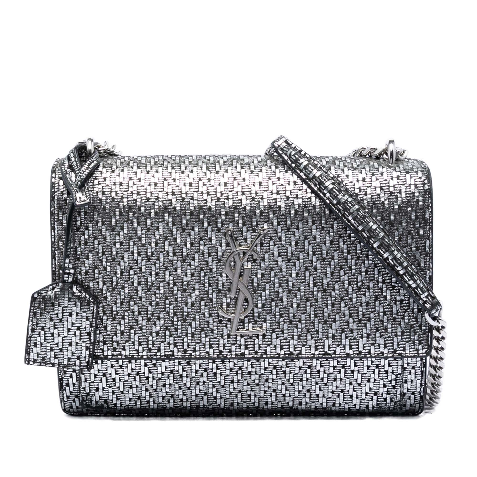 Medium Metallic Woven Leather Monogram Sunset Crossbody