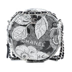 CC Calfskin Floral Round Clutch on Chain