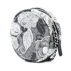 CC Calfskin Floral Round Clutch on Chain
