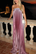 Strapless Tube Gradient Ombre Satin Maxi Party Dress