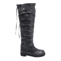 Grey  Knee‑High Leather Multi‑Strap Buckle Boots