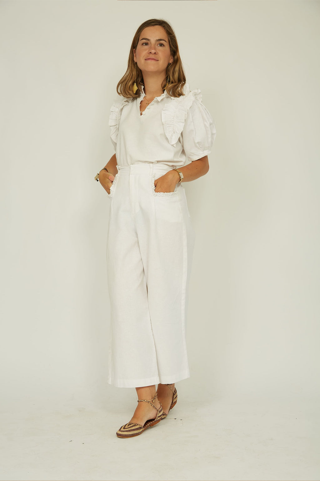 Pantalón Lino Blanco Helios