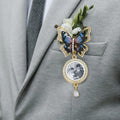 Alfiler Broche Personalizado Azul y Oro Mariposa 1-3 Fotos Adornado con Circonitas Aniversario de Boda Graduación Ceremonia de Cumpleaños Regalo para Recién Casados