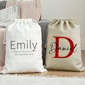 Personalizado Simple Nombre Inicial Texto Saco Drawstring Treat Bag Uso diario Fiesta Favores Regalo de Navidad para Niños Familia Amigos