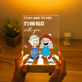 Pareja de dibujos animados personalizados 4 colores acrílico LED Luz de noche con nombre y base de madera Cumpleaños Día de San Valentín Regalo de aniversario para la pareja