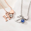 Personalizada Birthstone inicial en forma de corazón colgante collar de joyería delicada Día de San Valentín regalo de cumpleaños para las mujeres