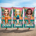 Toalla de playa de microfibra de secado rápido con el nombre de un personaje de dibujos animados de la playa del mar de verano personalizado Viajes Cumpleaños Regalo para amigos de la familia