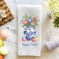 Personalizado lindo conejo azul y blanco de porcelana patrón de Pascua huevo toalla de té con el texto de uso diario de Pascua regalo para la familia amigos