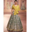 Amira Mint Mustard Lehenga Set By KYNAH, Luxury Indian Fashion & Bridal Wear