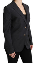 Women's Gray Single Breasted Blazer Cotton Jacket Clothing