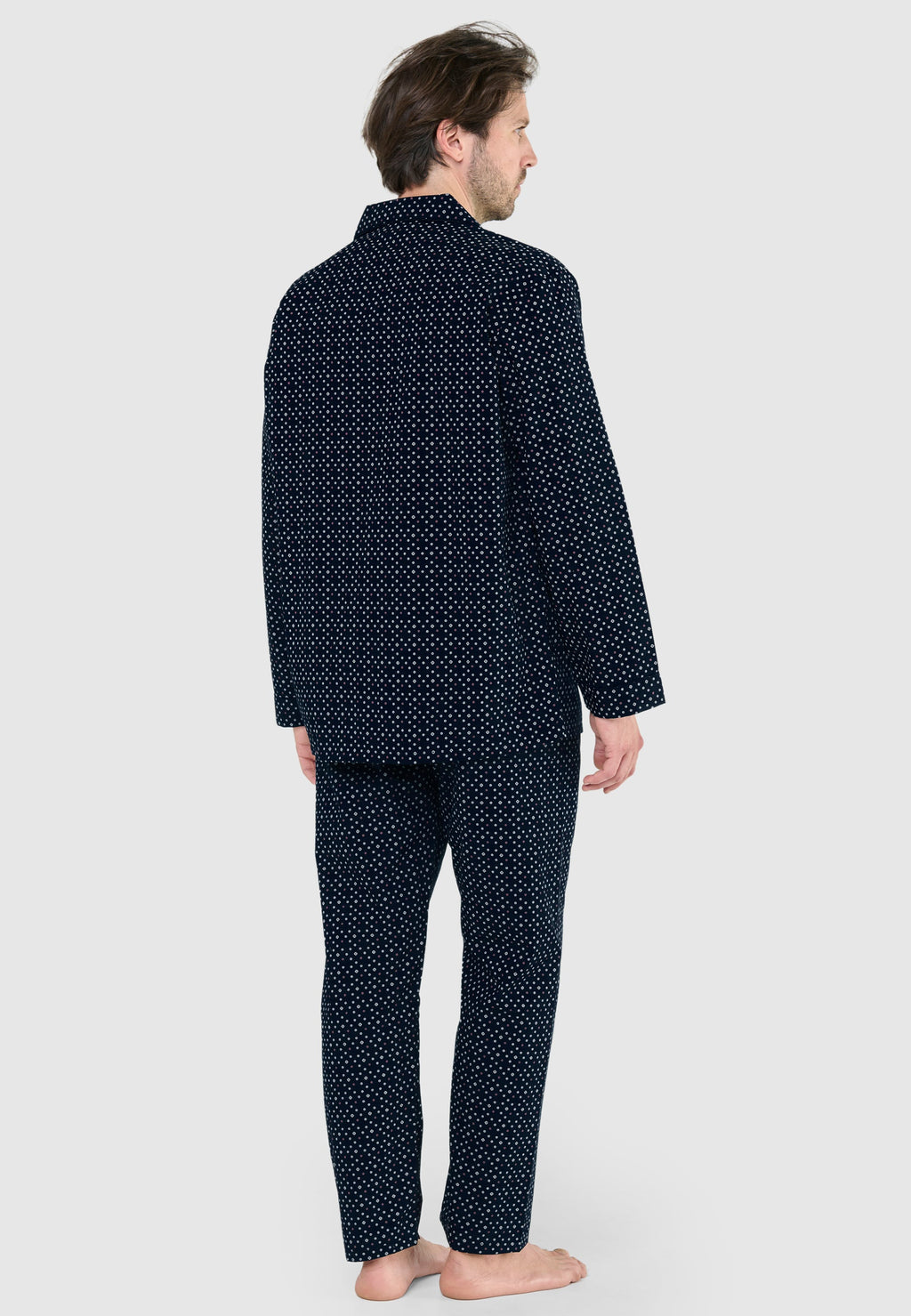 Pijama Hombre Largo Solapa Popelín Estampado - Marino 1400_39