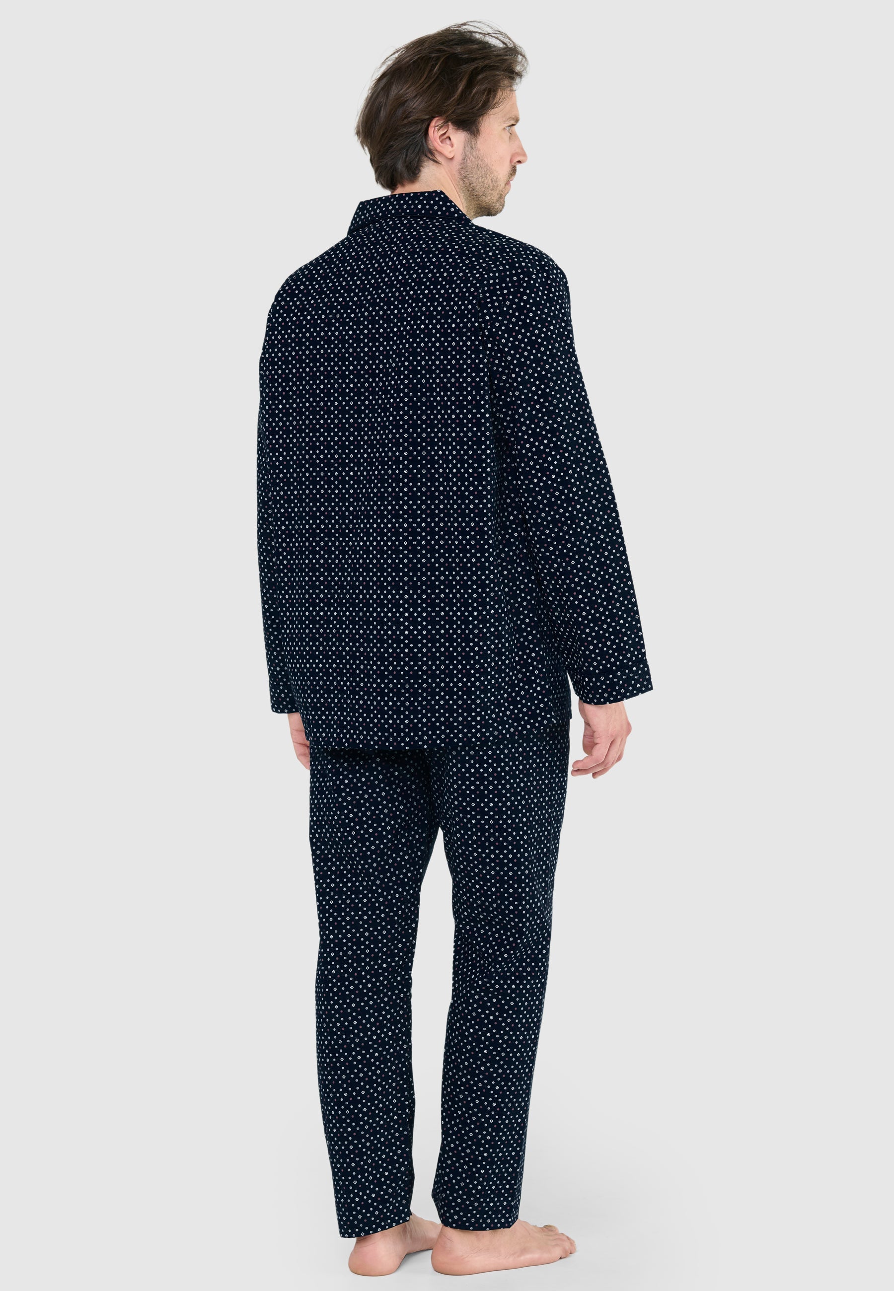 Pijama Hombre Largo Solapa Popelín Estampado - Marino 1400_39