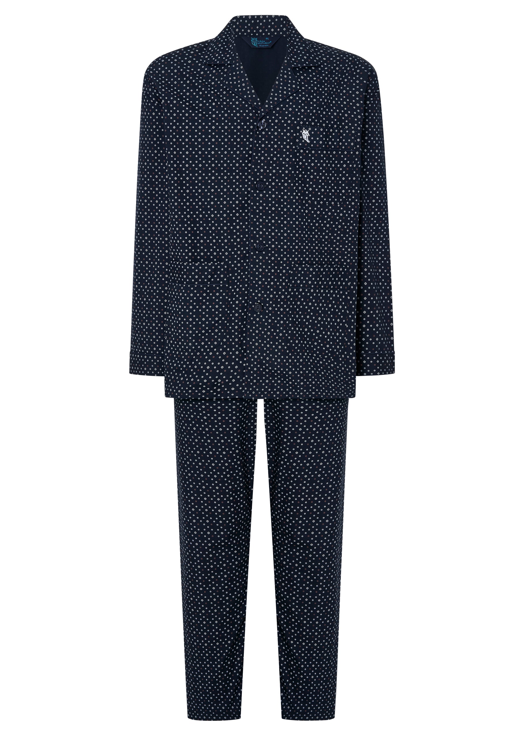Pijama Hombre Largo Solapa Popelín Estampado - Marino 1400_39