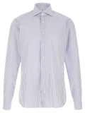 Borriello Striped Cotton Poplin Shirt — Blue