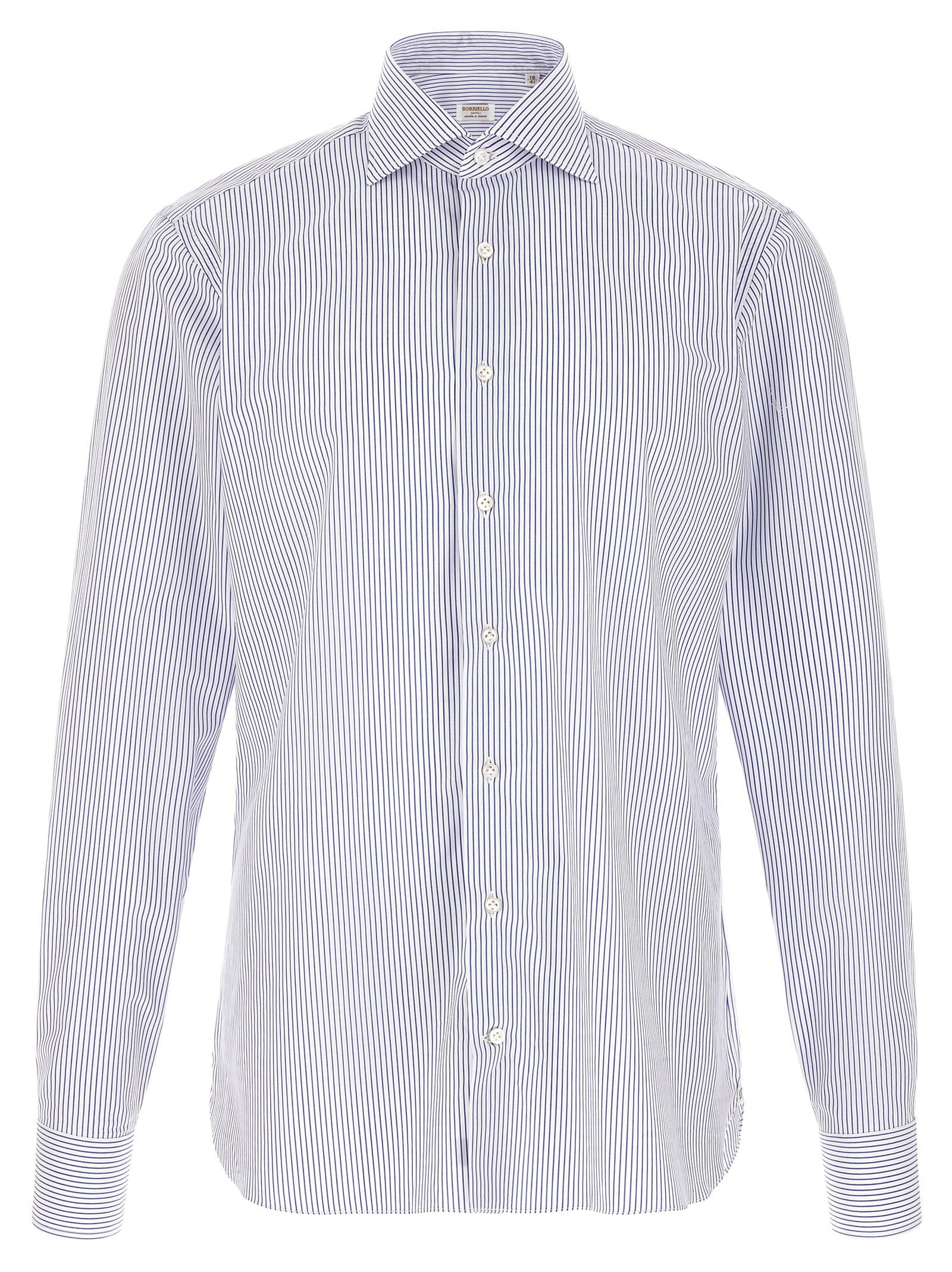 Borriello Striped Cotton Poplin Shirt — Blue