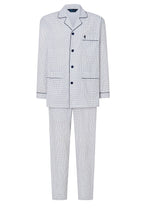 Pijama Hombre Largo Solapa Popelín Estampado - Blanco 1401_01