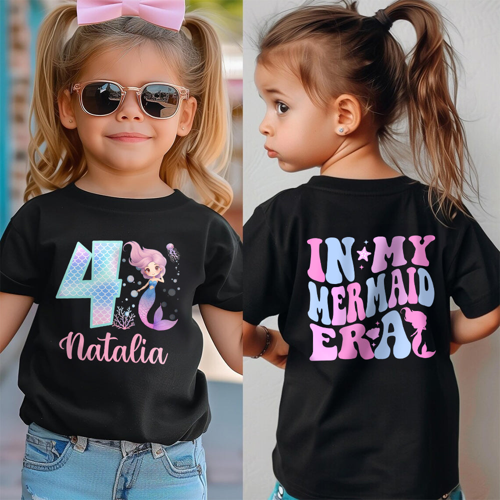 Personalizado En Mi Sirena Era Kid Camiseta Sudadera Sudadera con Capucha con Nombre Edad Regalo de Cumpleaños para Niñas Mermaid Lovers