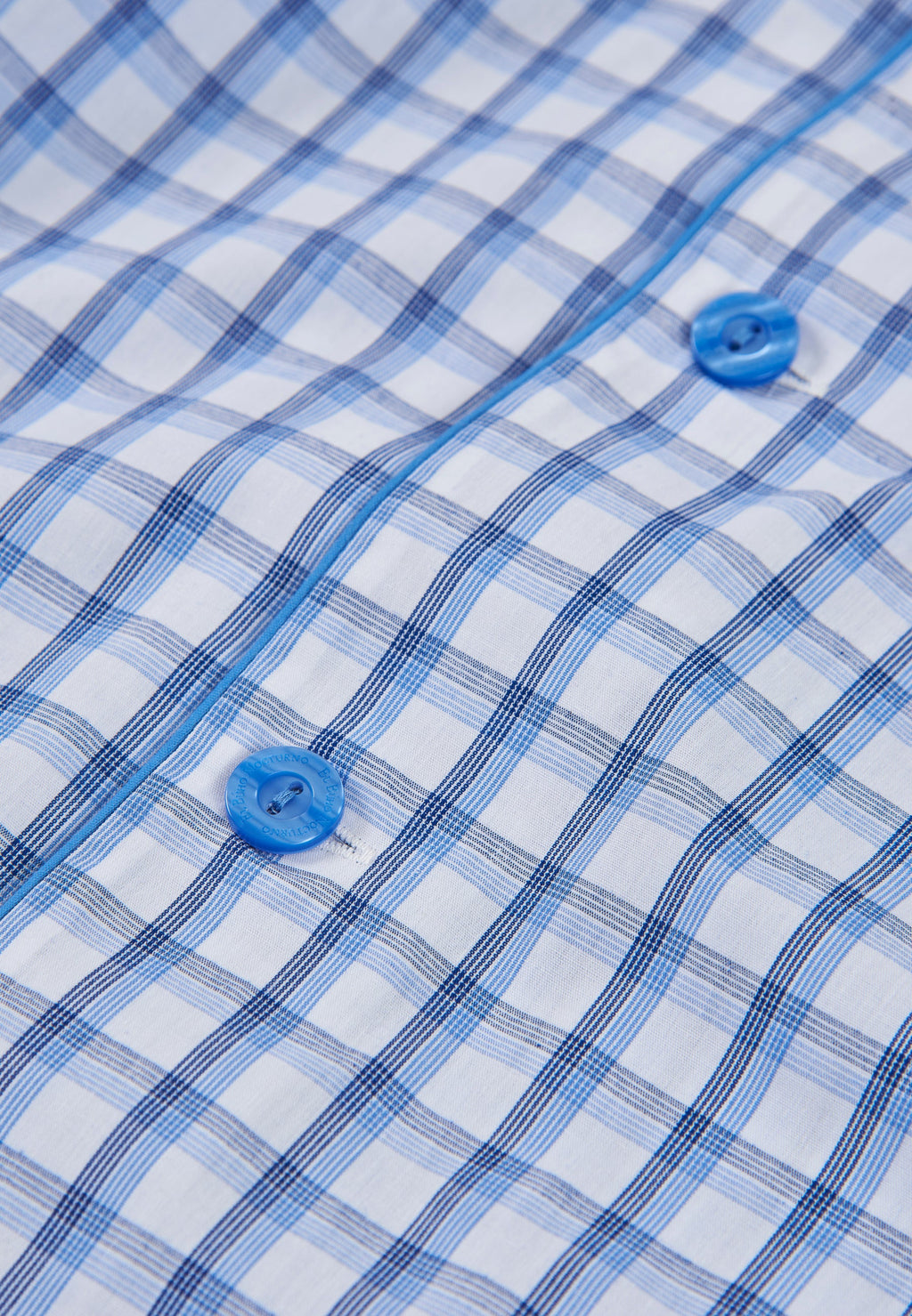 Pijama Hombre Largo Solapa Popelín Cuadros - Azul 1403_30