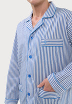 Pijama Hombre Largo Solapa Popelín Rayas - Azul 1404_39