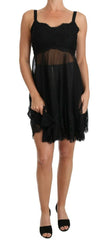 Women's Black Silk Lace Dress Chemise Lingerie
